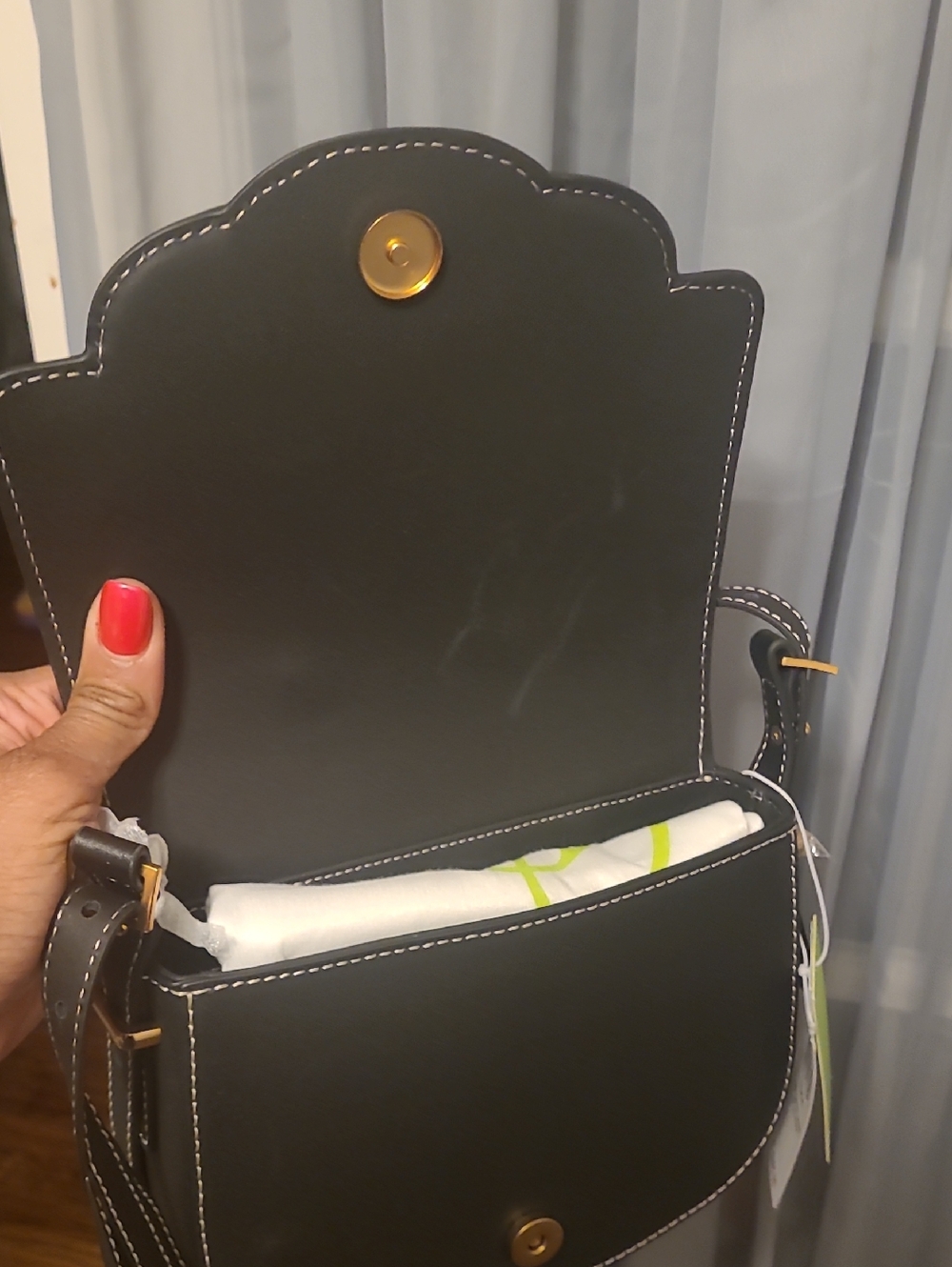 SAM EDELMAN Black Leather Crossbody Bag with Contrast Stitching - Picture 12 of 13